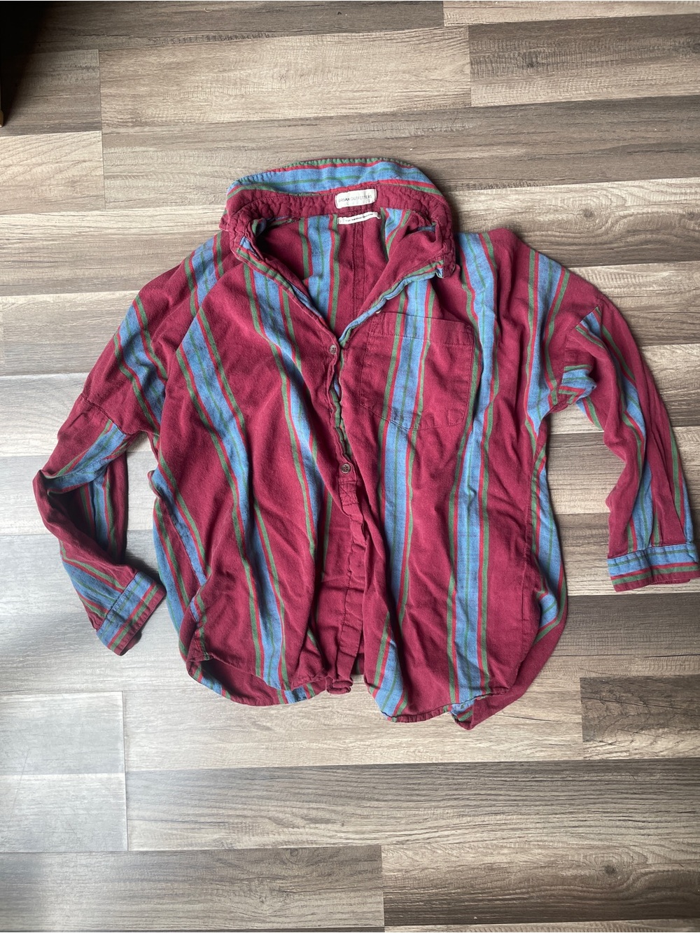 Urban Outfitters Red Striped Button-Down Shirt
